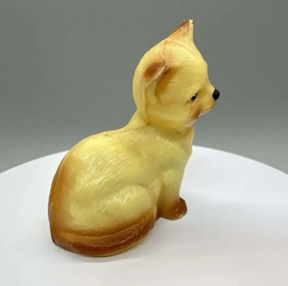 Siamese Cat Kitten Plastic Pencil Sharpener Yellow Brown Miniature Hong Kong Vtg